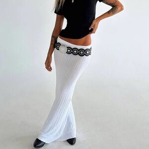 Princess Polly White Ribbed Maxi Skirt